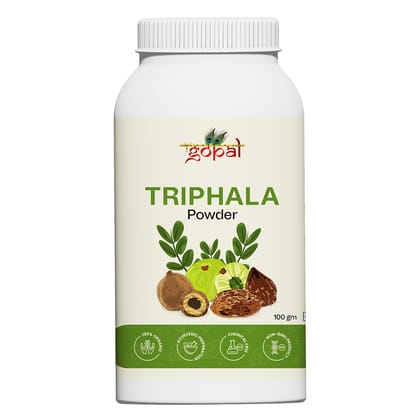 RamGopal Ayurveda Triphala Powder 100gm | Pure & Natural Amla, Harad, Bahera | Relief from Constipation, Boosts Immunity | Ayurvedic Metabolism Booster | Facilitates Easy Bowel Movement