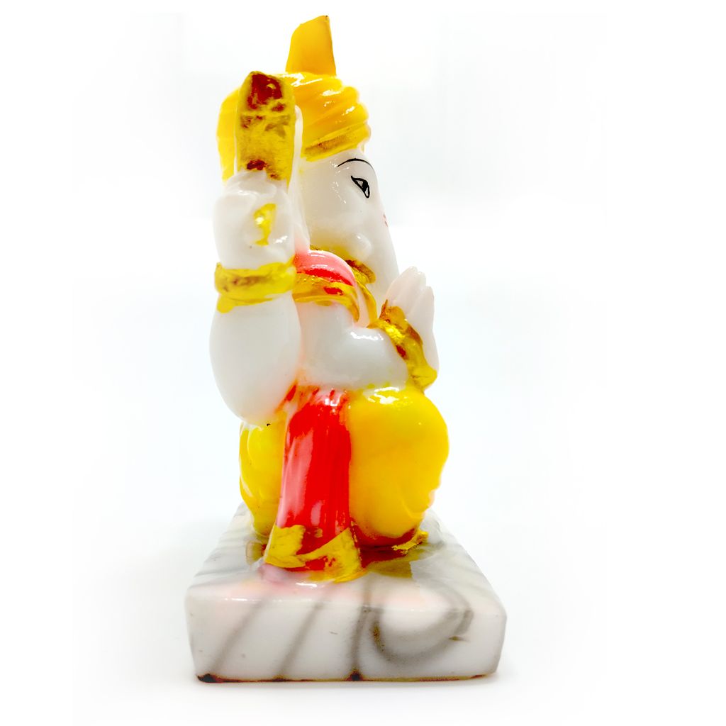 ZURU BUNCH Ganesh Statue with Marvel Base, 14cm Lord Ganesha Idol, Ceramic Statue of Lord Ganesh Ganpati God Sculptures for Home, Office, Gym