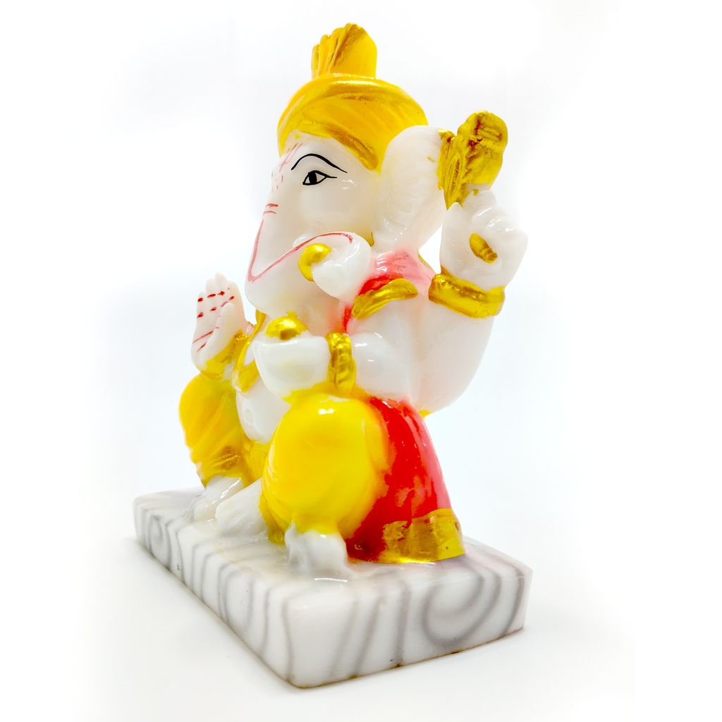 ZURU BUNCH Ganesh Statue with Marvel Base, 14cm Lord Ganesha Idol, Ceramic Statue of Lord Ganesh Ganpati God Sculptures for Home, Office, Gym