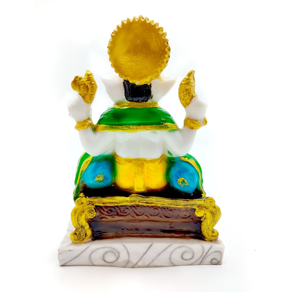 ZURU BUNCH Ganesh Statue with Marvel Base, 24cm Lord Ganesha Idol, Ceramic Statue of Lord Ganesh Ganpati God Sculptures for Home, Office, Gym