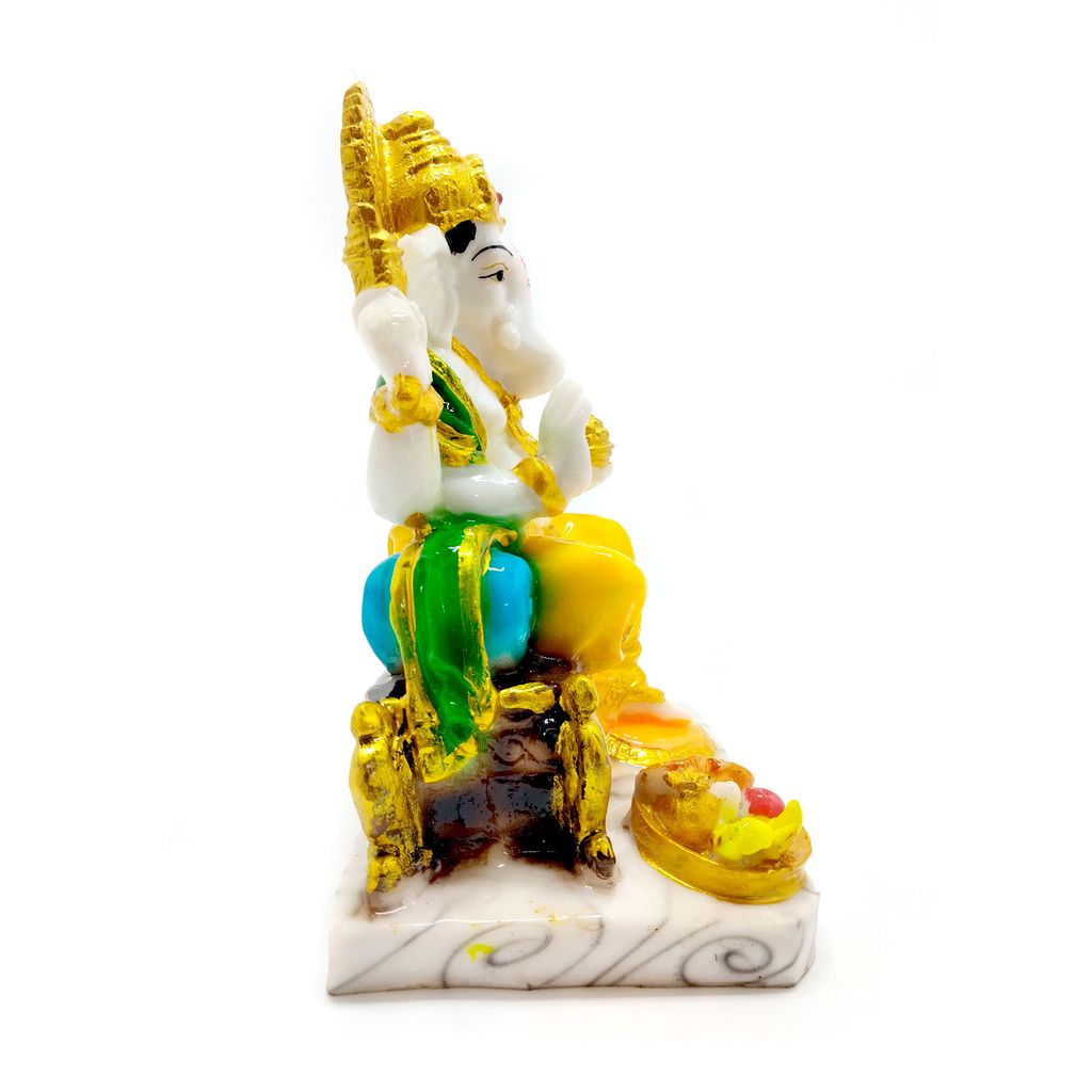 ZURU BUNCH Ganesh Statue with Marvel Base, 24cm Lord Ganesha Idol, Ceramic Statue of Lord Ganesh Ganpati God Sculptures for Home, Office, Gym