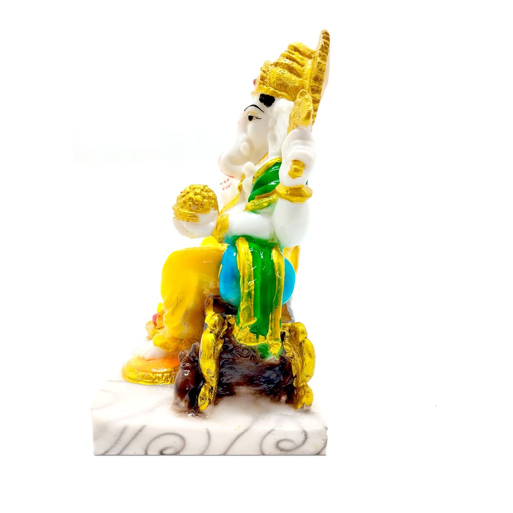 ZURU BUNCH Ganesh Statue with Marvel Base, 24cm Lord Ganesha Idol, Ceramic Statue of Lord Ganesh Ganpati God Sculptures for Home, Office, Gym