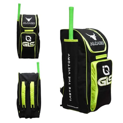 GLS Alcazo Duffle Cricket Kit Bag with One Side Bat Pocket and One Side Half Net Pocket (Color - Green/Black)
