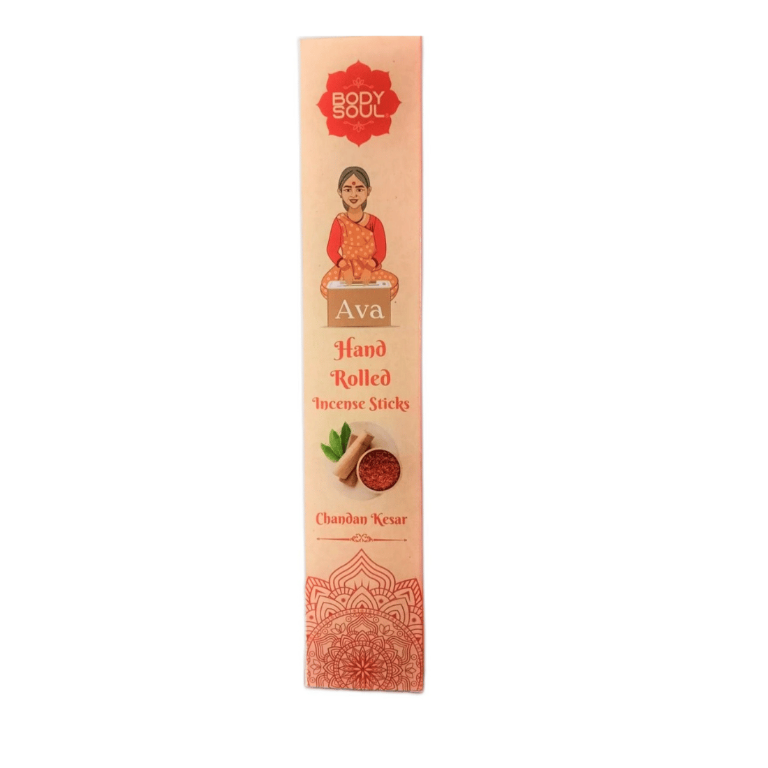 Bodysoul Hand-Rolled Chandan Kesar Incense Stick 25g | Pack of 6 | Hand Rolled Agarbatti for Puja| 100% Natural & Charcoal Free| Chandan Kesar Agarbatti| Aromatherapy Meditation Puja…