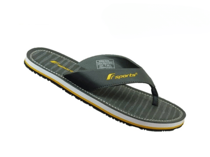 Fsports Grey and yellow Solid Fabric Slip On Casual