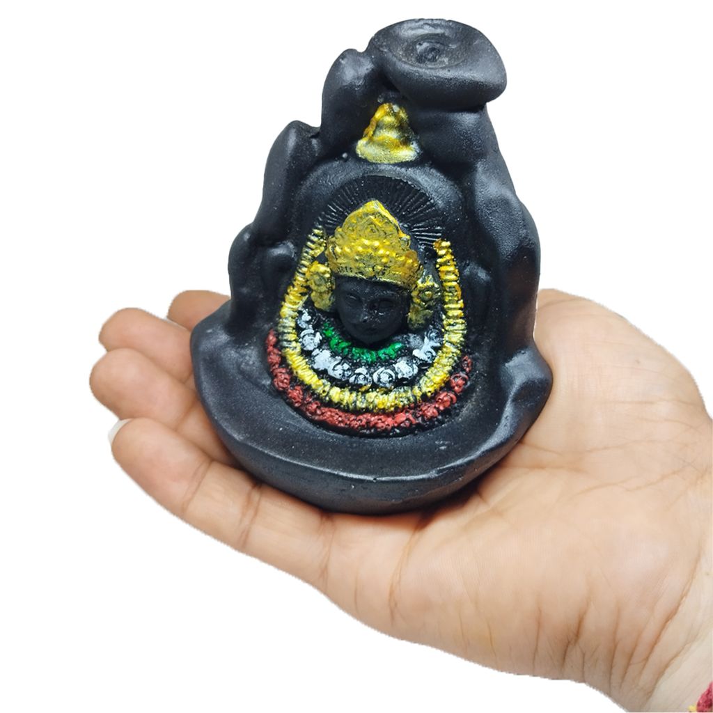 ZURU BUNCH Lord Khatu Shyam Smoke Waterfall Cone Incense Holder, Lord Khatu Shyam Smoke Waterfall Incense Holder with 10 Pieces backflow incense cones, Handcrafted Pure Ceramic