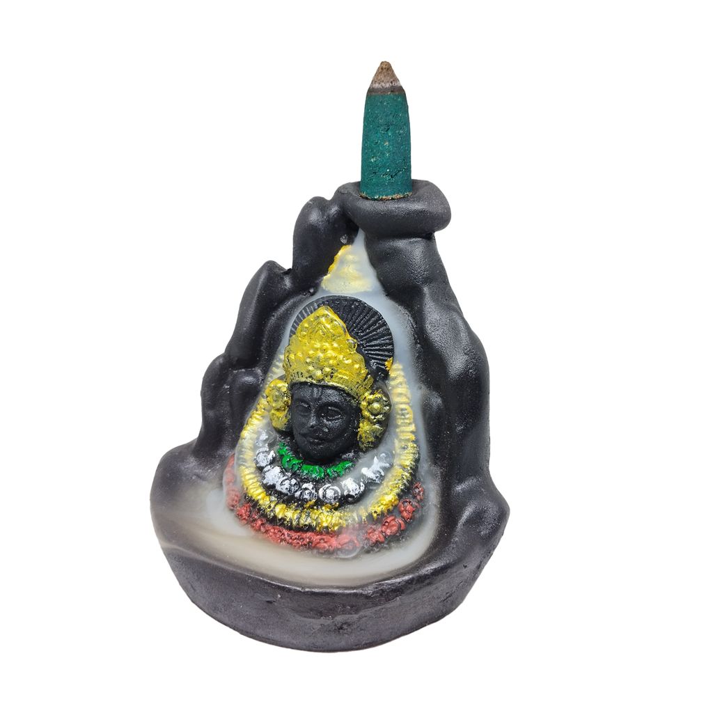 ZURU BUNCH Lord Khatu Shyam Smoke Waterfall Cone Incense Holder, Lord Khatu Shyam Smoke Waterfall Incense Holder with 10 Pieces backflow incense cones, Handcrafted Pure Ceramic
