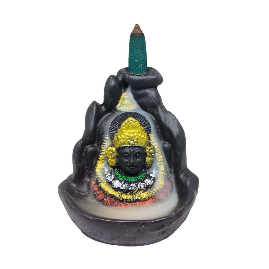 ZURU BUNCH Lord Khatu Shyam Smoke Waterfall Cone Incense Holder, Lord Khatu Shyam Smoke Waterfall Incense Holder with 10 Pieces backflow incense cones, Handcrafted Pure Ceramic