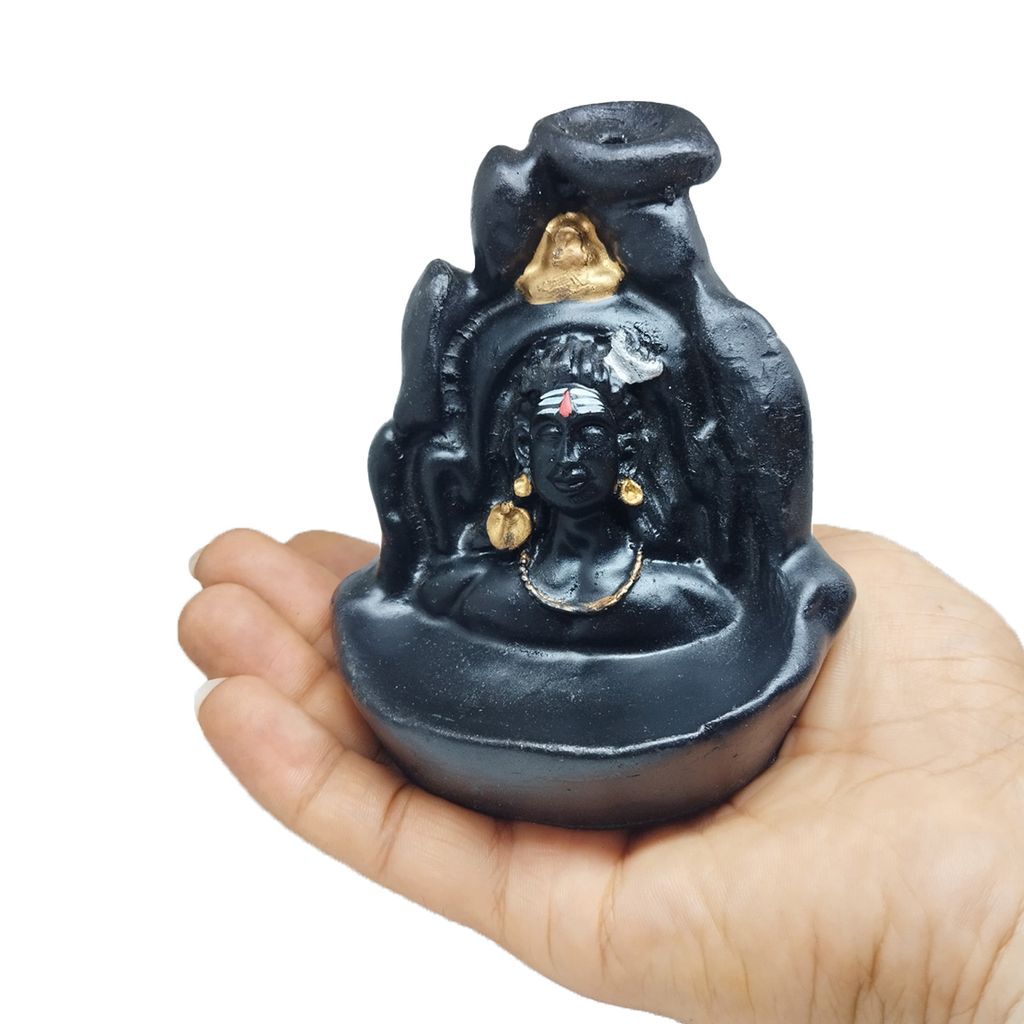ZURU BUNCH Handcrafted Pure Ceramic Lord Adiyogi Shiv Smoke Waterfall Cone Incense Holder, Lord Adiyogi Smoke Waterfall Incense Holder with 10 Pieces backflow incense cones