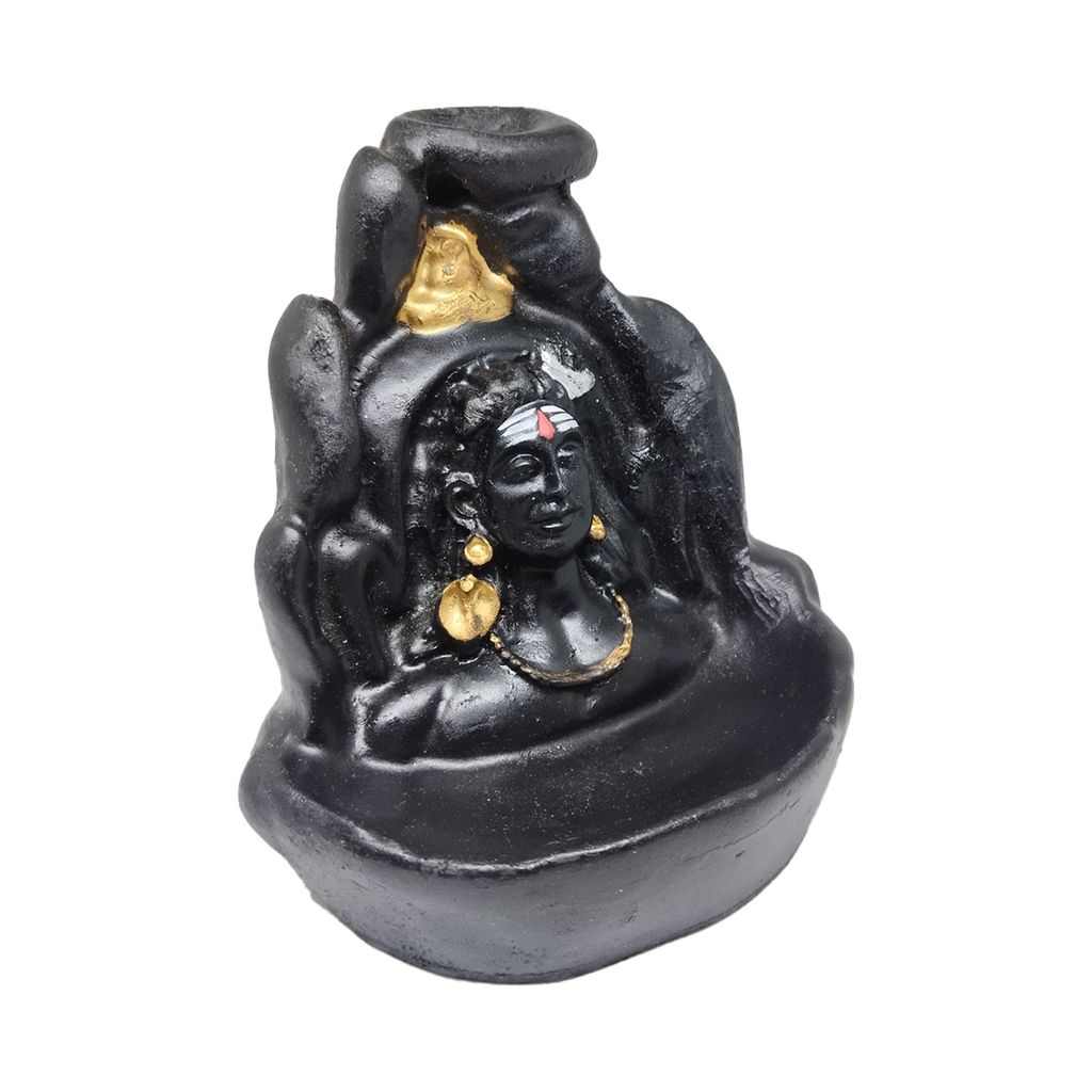 ZURU BUNCH Handcrafted Pure Ceramic Lord Adiyogi Shiv Smoke Waterfall Cone Incense Holder, Lord Adiyogi Smoke Waterfall Incense Holder with 10 Pieces backflow incense cones