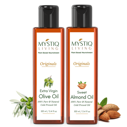 Cold Pressed Extra Virgin Olive Oil and Sweet Almond Oil for Hair, Skin and Body