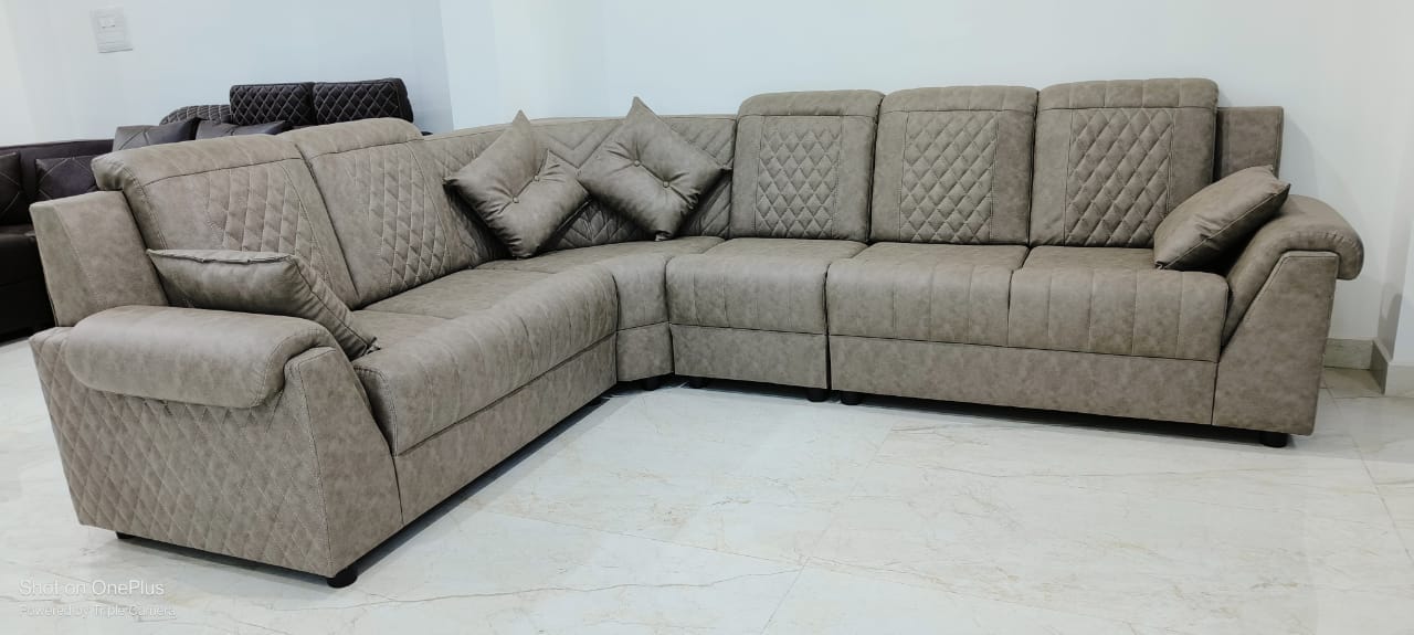 Sofa Set L Shape Grey Color for Living Room
