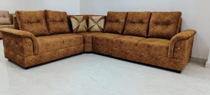 Sofa Set l Shape with Table Brown Color for Living Room