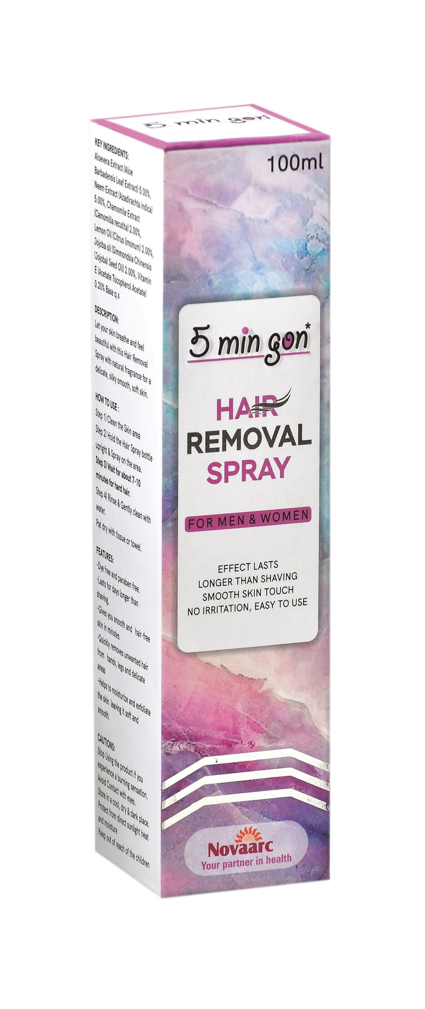 5 Min Gon Hair Removal Spray For Men & Women - Smooth Skin Touch-No Irritation (Pack Of 1) Spray