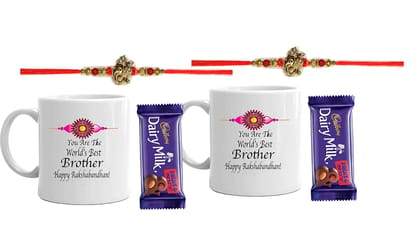 LOOPS N KNOTS 'You are The Best Brother' Mug, Rakhi, and Chocolate Combo