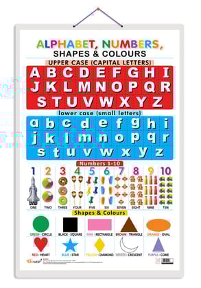 Alphabet, Numbers, Shapes & Colours 1 Early Learning Educational Chart for Kids | 20"X30" inch |Non-Tearable and Waterproof | Double Sided Laminated | Perfect for Homeschooling, Kindergarten and Nursery Students