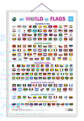 My World of Flags Early Learning Educational Chart for Kids | 20"X30" inch |Non-Tearable and Waterproof | Double Sided Laminated | Perfect for Homeschooling, Kindergarten and Nursery Students