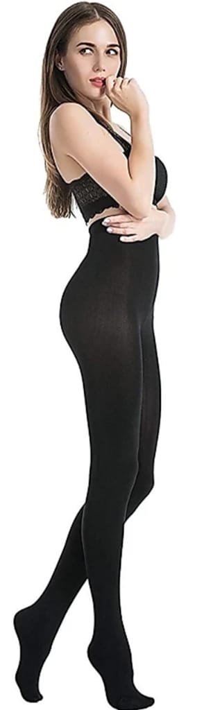 OUTFITX Women's Nylon Opaque Pantyhose Stockings With Super Stretch Waistband