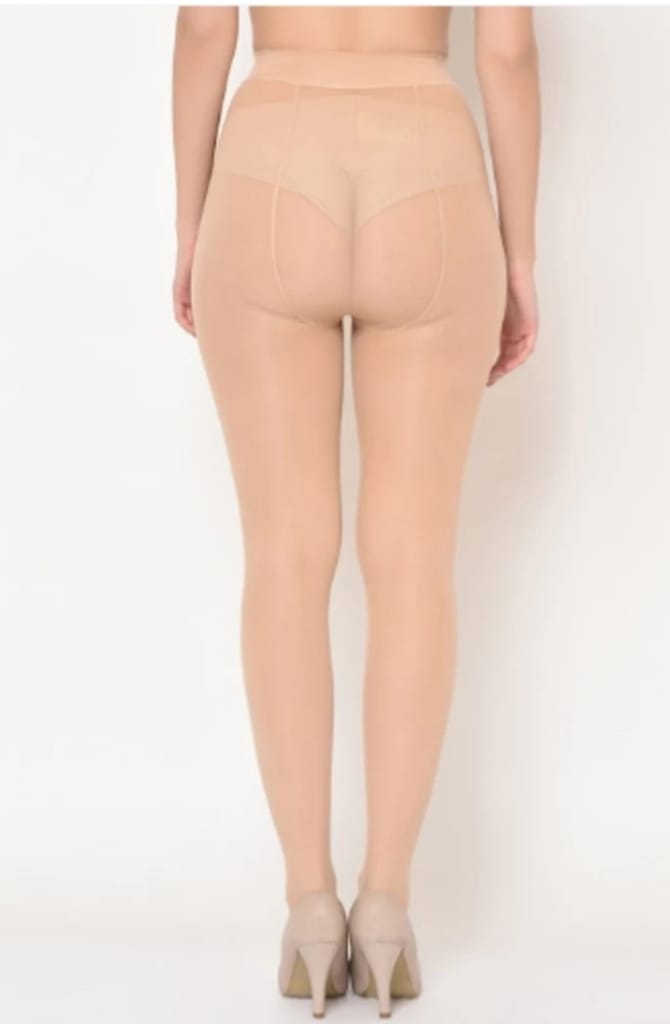 OUTFITX Women's Nylon Beige Opaque Pantyhose Stockings With Super Stretch Waistband