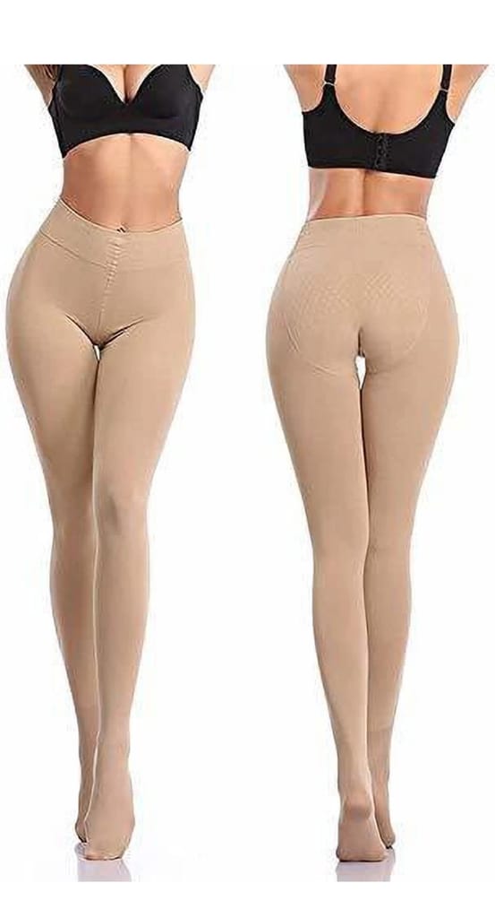 OUTFITX Women's/Girl's High Waist Stretchable Beige Opaque Pantyhose Stockings, Free Size
