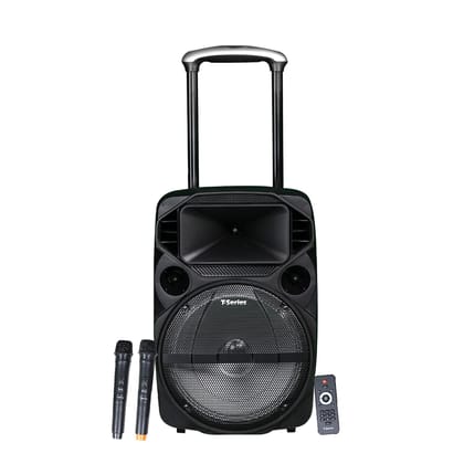 T-Series TR-12K Bluetooth Trolly Speaker With 2 Cordless Mic 40 Watt Bluetooth PA Speaker system With Digital Display AUX / IP ,USB ,SD /MMC , Bluetooth supported with Wired MIC Input , Karaoke Ambience Light With multi functional remote Control .