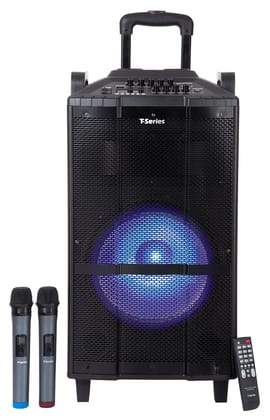 T-Series TR-S12A 80W Multimedia Trolley Speaker Portable Wireless Bluetooth DJ Party Speaker, LED Lights Rechargeable Inbuilt Battery Double cord less Mic , TF ,Usb , Aux ,SD Card for Karaoke, Remote T-Series TR-S12A 80W Multimedia Trolley Speaker Portable Wireless Bluetooth DJ Party Speaker, LED Lights Rechargeable Inbuilt Battery Double cord less Mic , TF ,Usb , Aux ,SD Card for Karaoke, Remote
