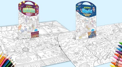 GIANT CIRCUS COLOURING POSTER and GIANT SPACE COLOURING POSTER | Set of 2 Posters I Popular coloring posters