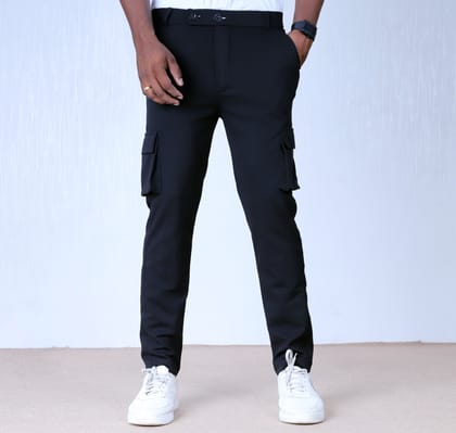 Cotton Cargo Multi-Pocket Full Length Elasticated Waistband with Front Fly Zip Cargo's for Men