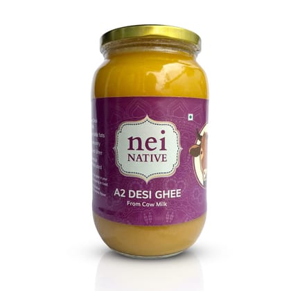 NeiNative A2 Ghee Bilona Method Ghee- A2 Cow Desi Ghee 1 Litre Cow- A2 Cow Ghee 1 Litre Pure Cultured Desi Cow Ghee- Pure Ghee-Glass Bottle Bilona Ghee - Better Digestion and Immunity - Everyday Ghee
