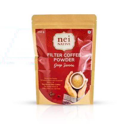NeiNative Pure Filter Coffee Powder 250 Grams - Authentic Filter Coffee Powder from 100% Authentic Coffee Beans (Suitable for Espresso, French Press, Cold Brew, Hot Brew) Instant Coffee Powder