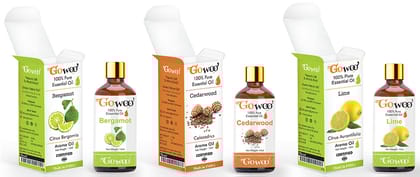 Pack of 3 Bergamot, Cedarwood & Lime Essential Oil - Therapeutic Grade Essential Oil