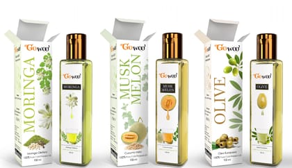 Pack of 3 Moringa Seed, Musk Melon & Olive  - 100% Pure, Natural & Undiluted Oil For skin and hair