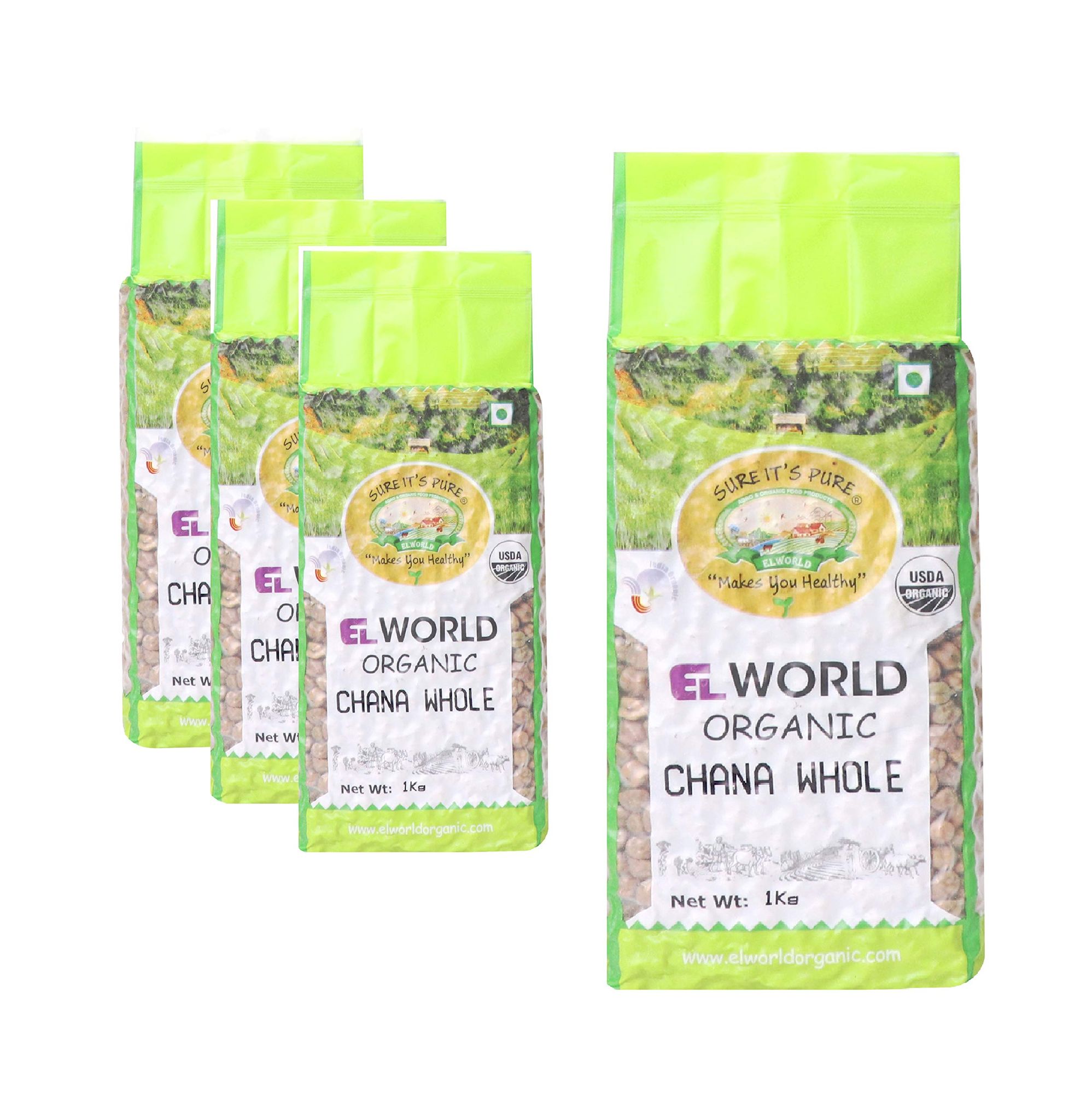 ELWORLD AGRO & ORGANIC FOOD PRODUCTS Black Chana Whole 1 Kilograms (Pack of 4)