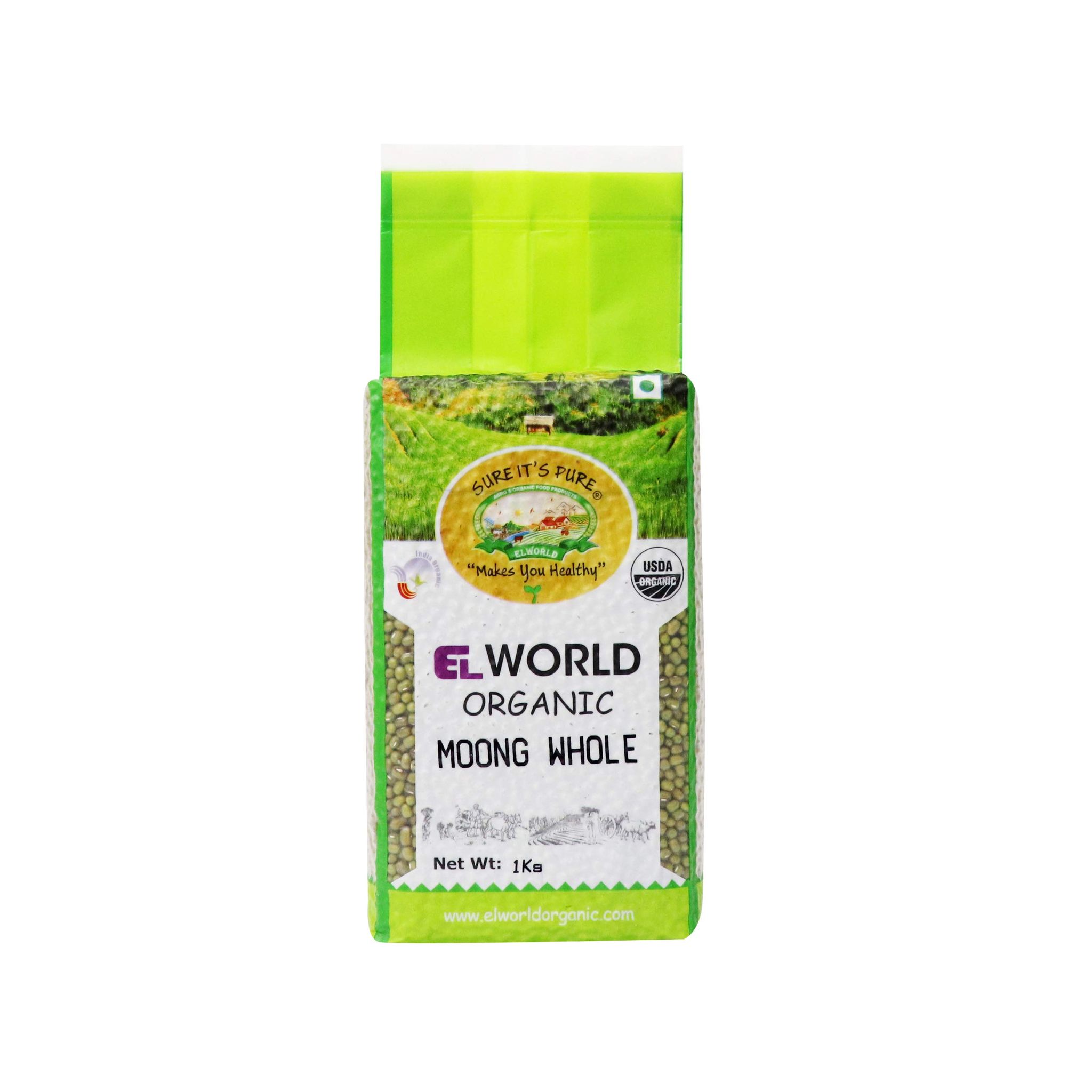 Elworld Agro & Organic Green Moong Whole (Sabut) 1 Kilogram