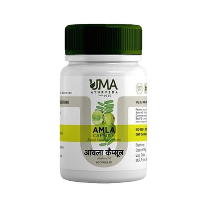 Uma Ayurveda Amla Capsule 60 Caps Useful in General Wellness Diabetes, Digestive Health, Immunity Booster