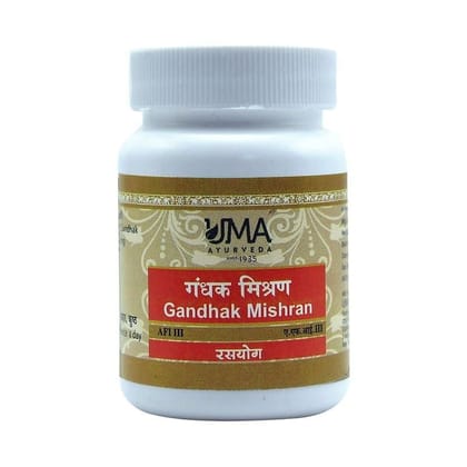 Uma Ayurveda Gandhak Mishran 80 Tab Useful in Blood Purification Cuts, Wounds and Burn Injury, Diabetes, Skin Care