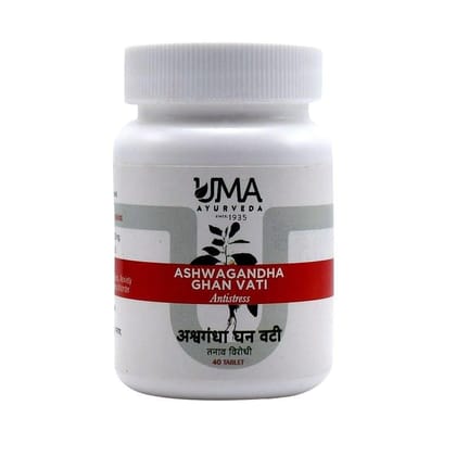 Uma Ayurveda Ashwagandha Ghan Vati 40 Tab Useful in Bone, Joint and Muscle Care General Wellness, Immunity Booster, Mental Wellness Products, Sexual Health
