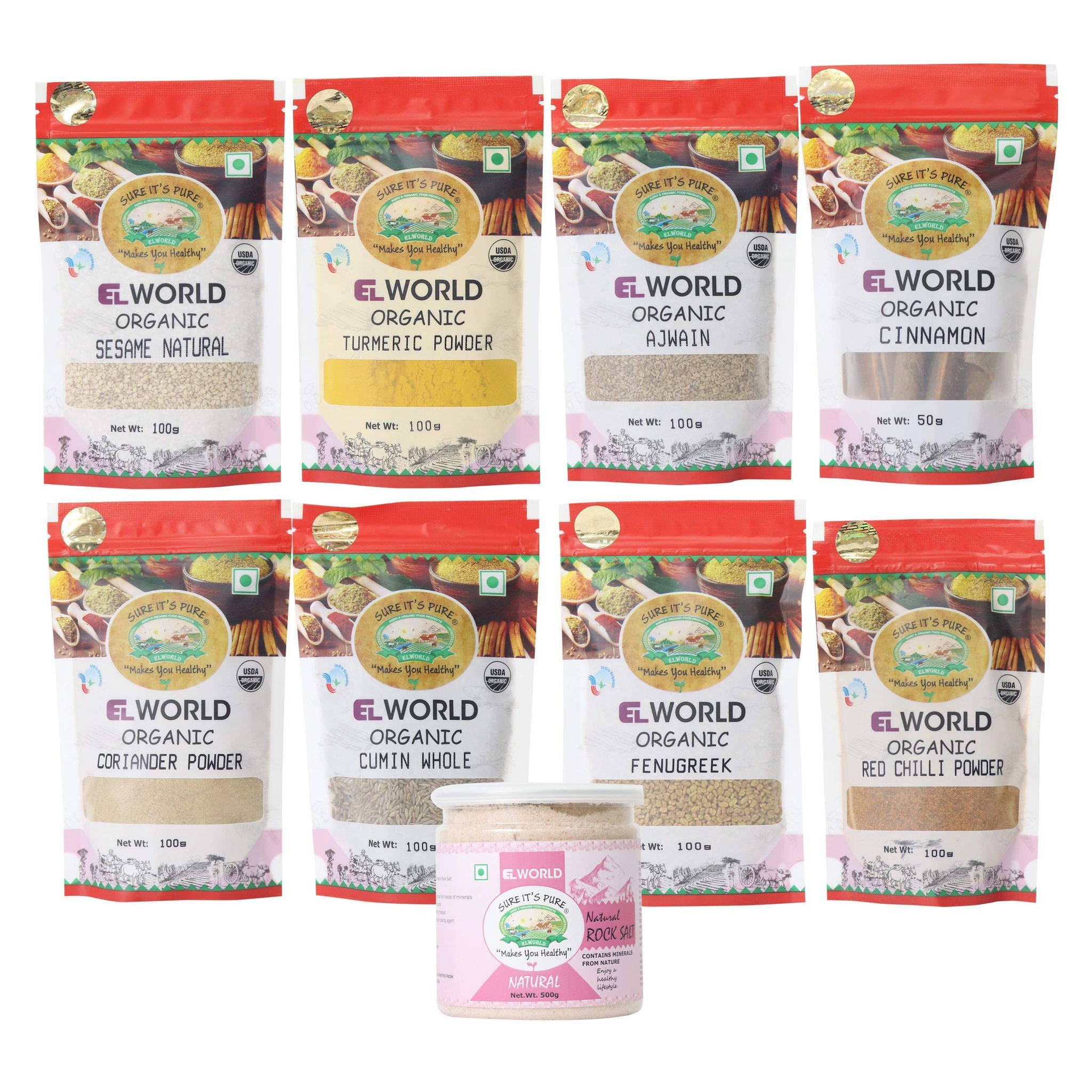 ELWORLD AGRO & ORGANIC FOOD PRODUCTS Essential Kitchen Spices Combo Pack