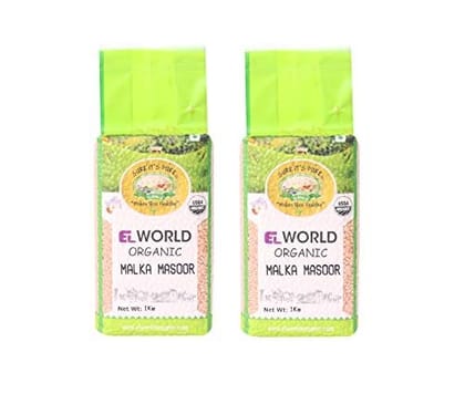 Elworld Agro & Organic Malka Masoor/Red Lentil 1kg (Pack of 2)