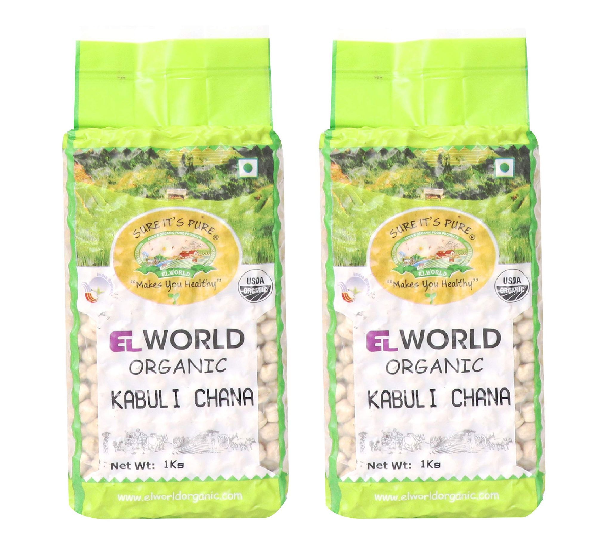 ELWORLD AGRO & ORGANIC FOOD PRODUCTS Kabuli Chana/Chick Peas 900g (Pack of 2)