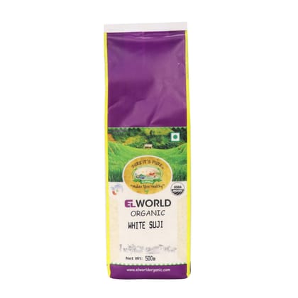 Elworld Agro & Organic Food Products White Suji (Semolina Flour) 500G (Pack of 4)