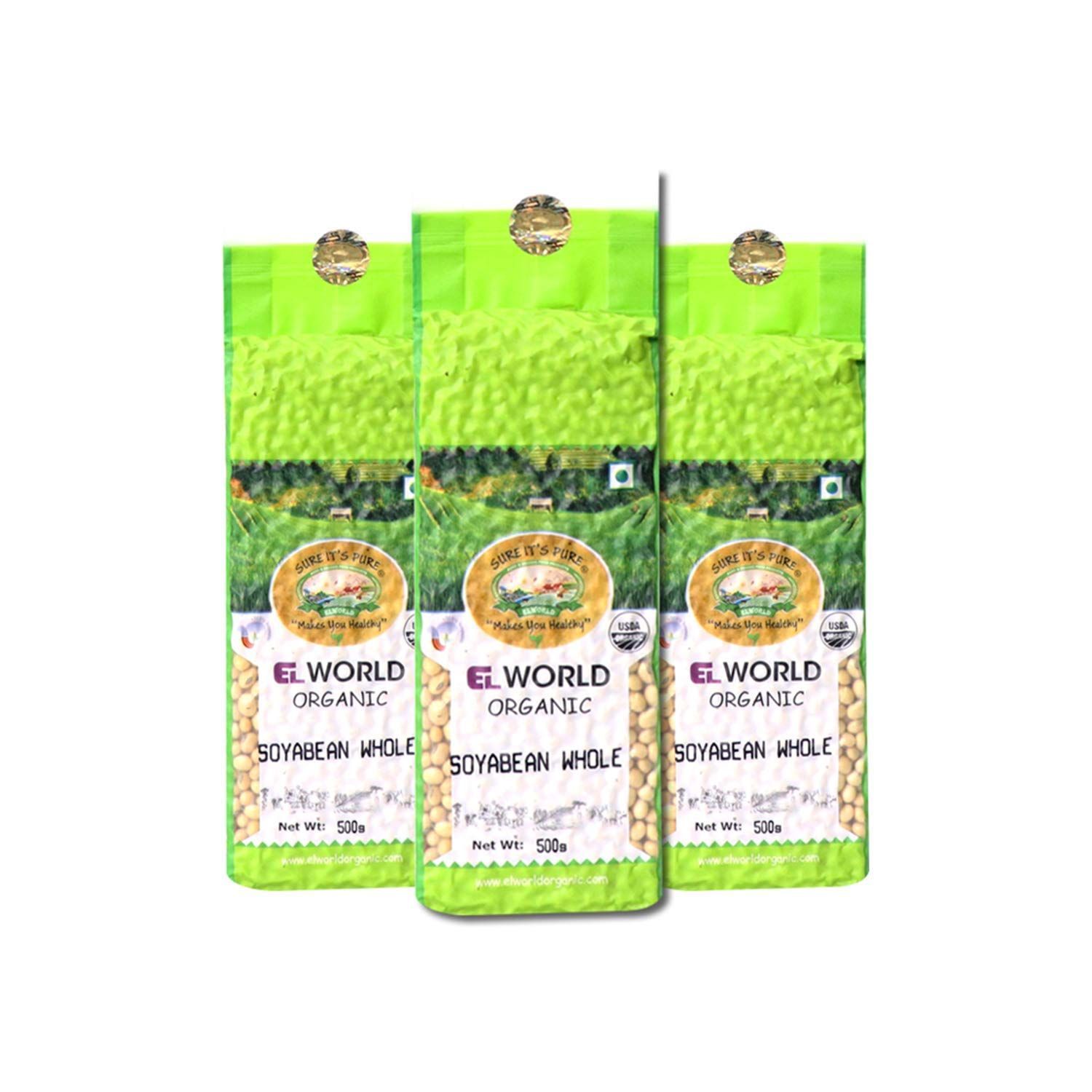 ELWORLD AGRO & ORGANIC FOOD PRODUCTS Soyabean Whole 500 g X 3 (Pack of 3)