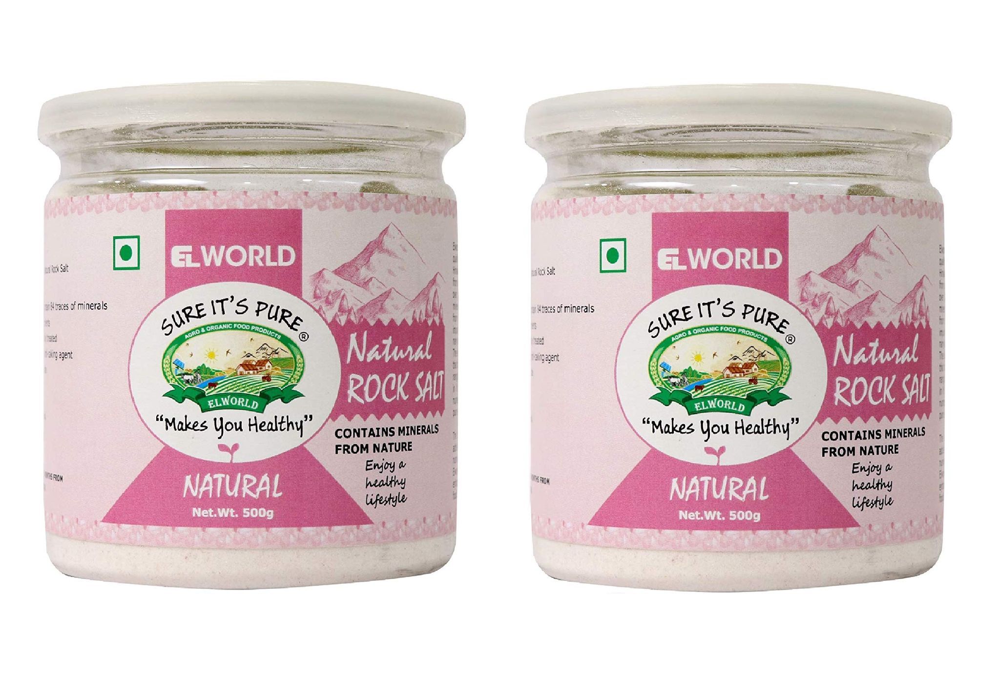 Elworld Agro & Organic Food Products Natural Rock Salt 500 Gram (Pack of 2)