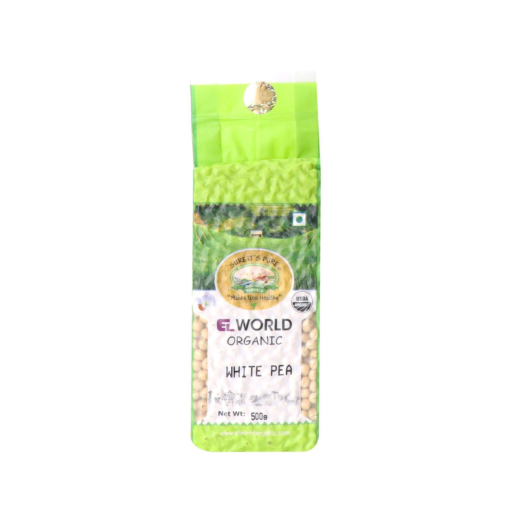 Elworld Agro & Organic Food Products White Peas- 500 Gram (Pack of 4)