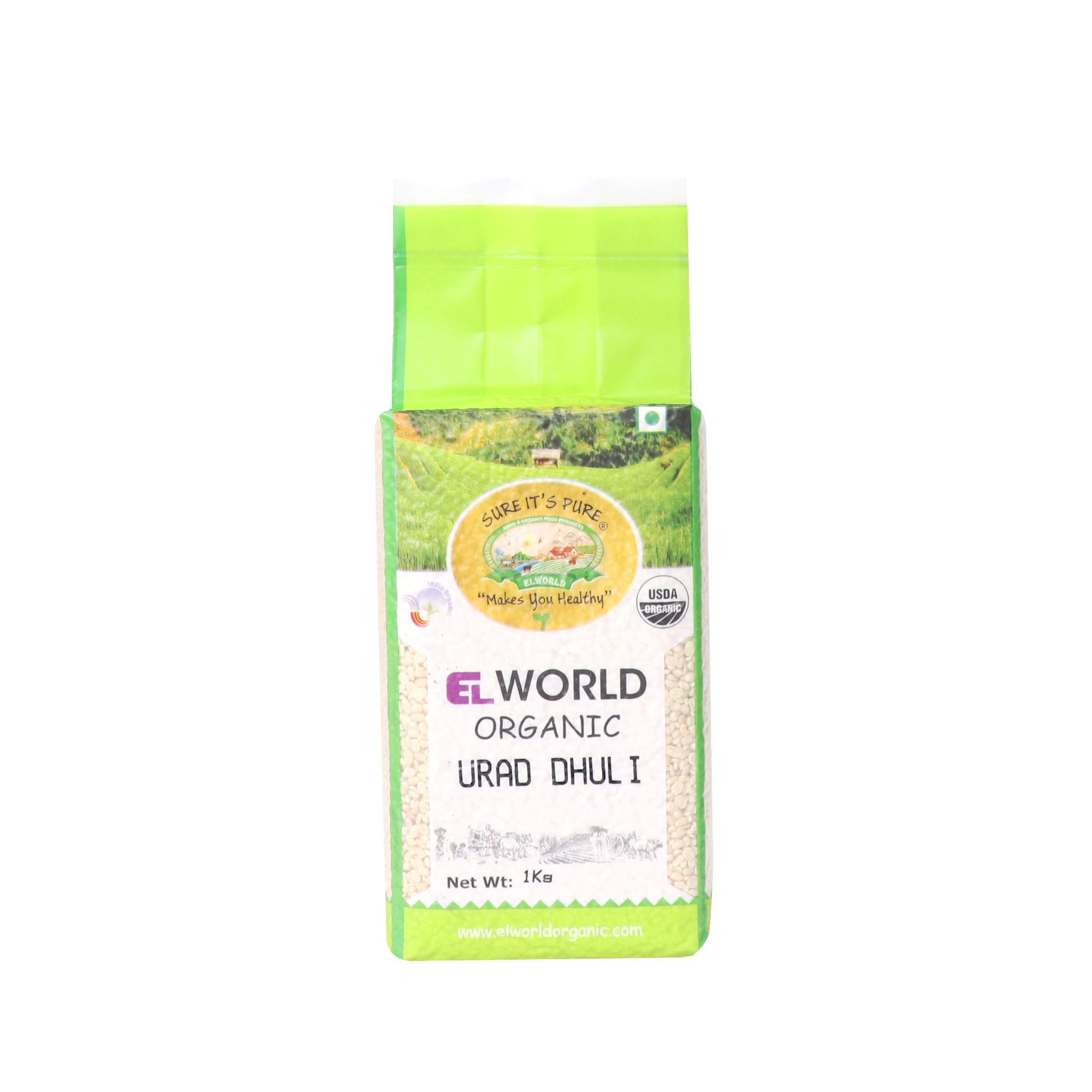 Elworld Agro & Organic Food Products Urad Dal Split(Dhuli), 900g (Pack of 2)