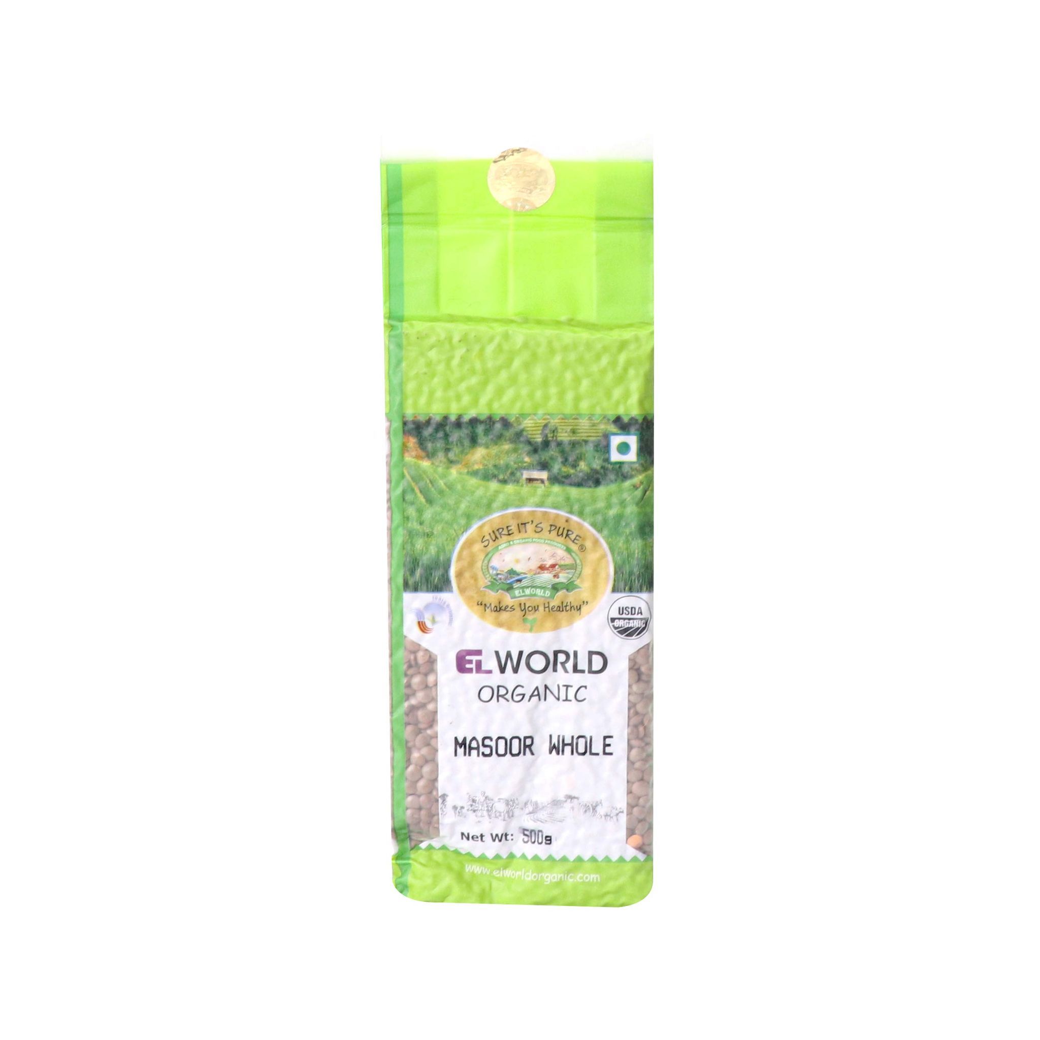 Elworld Agro & Organic Food Products Brown Lentil Masoor Whole 500 gm (Pack of 5)