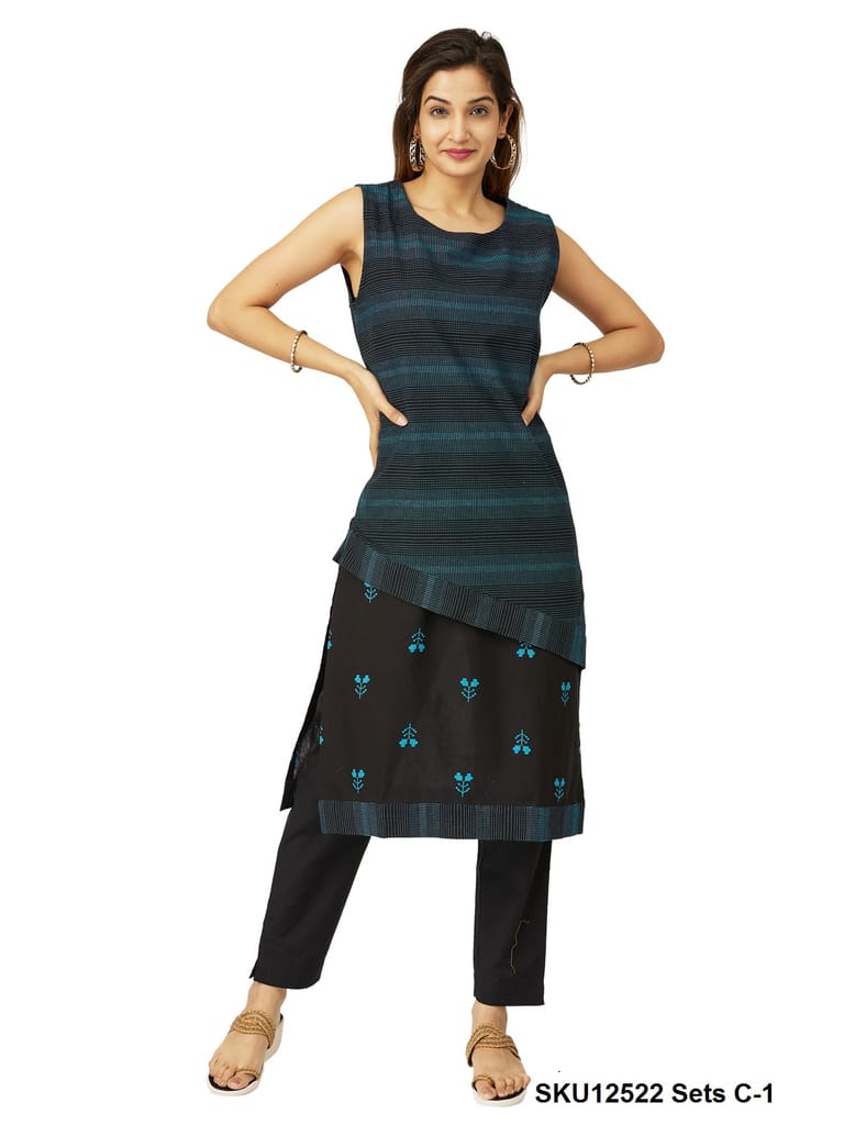 2 Layered Top in Weaved Fabric with Matching Bottom (12522)