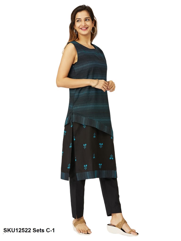 2 Layered Top in Weaved Fabric with Matching Bottom (12522)