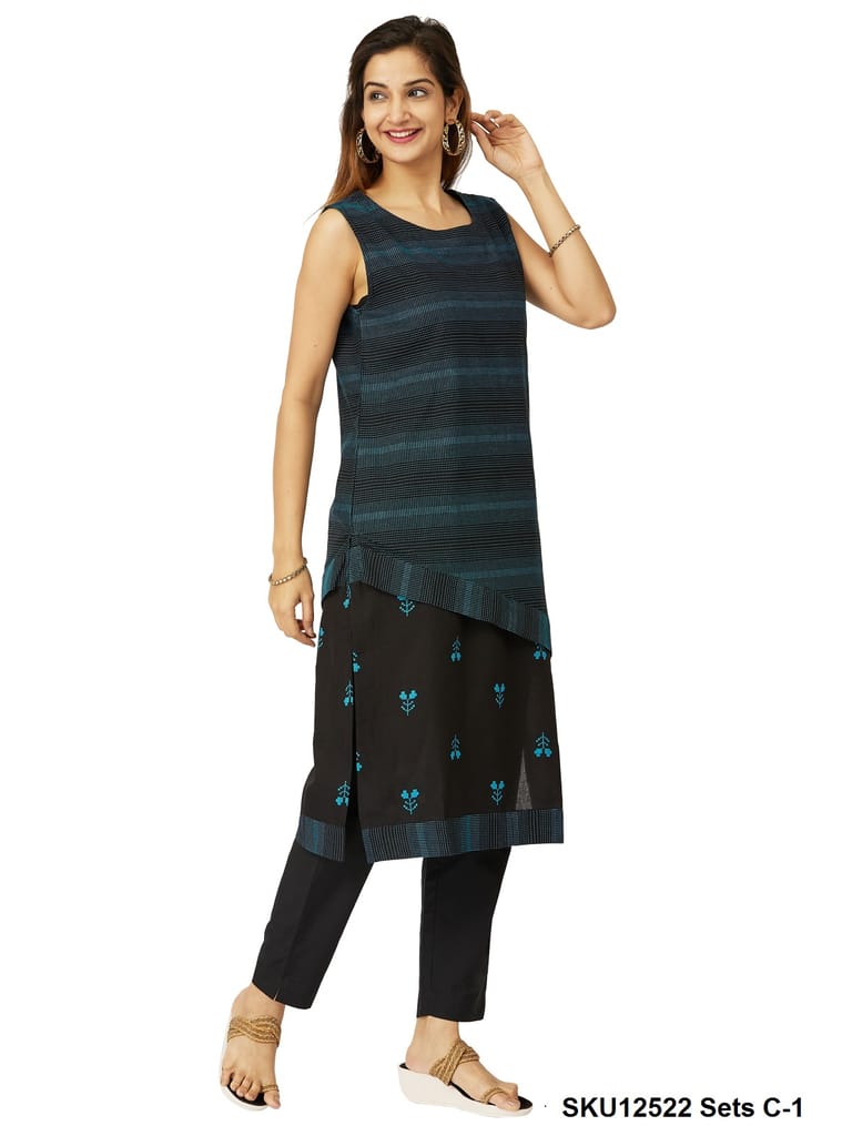 2 Layered Top in Weaved Fabric with Matching Bottom (12522)