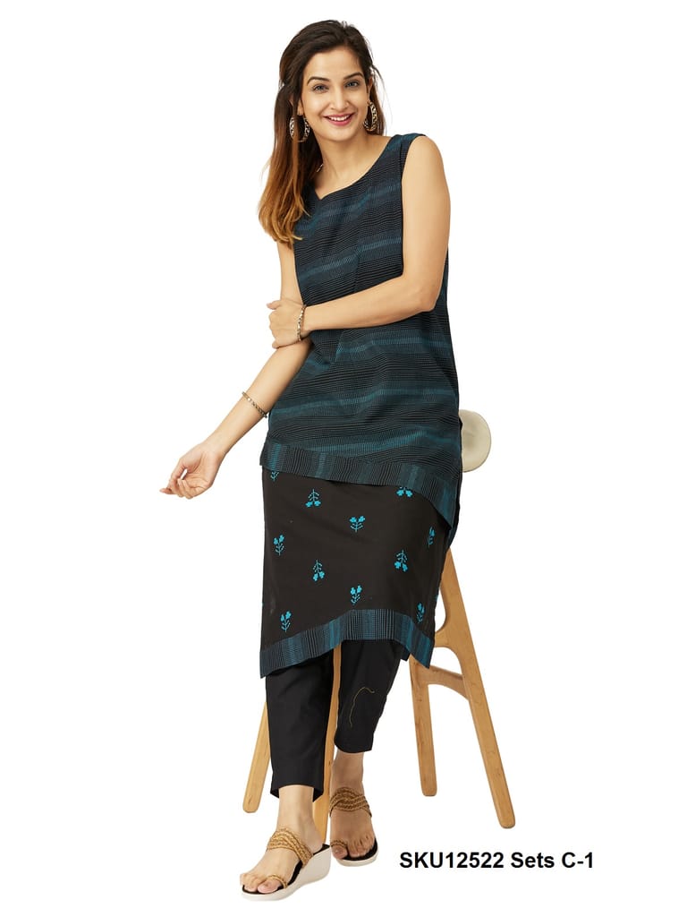 2 Layered Top in Weaved Fabric with Matching Bottom (12522)